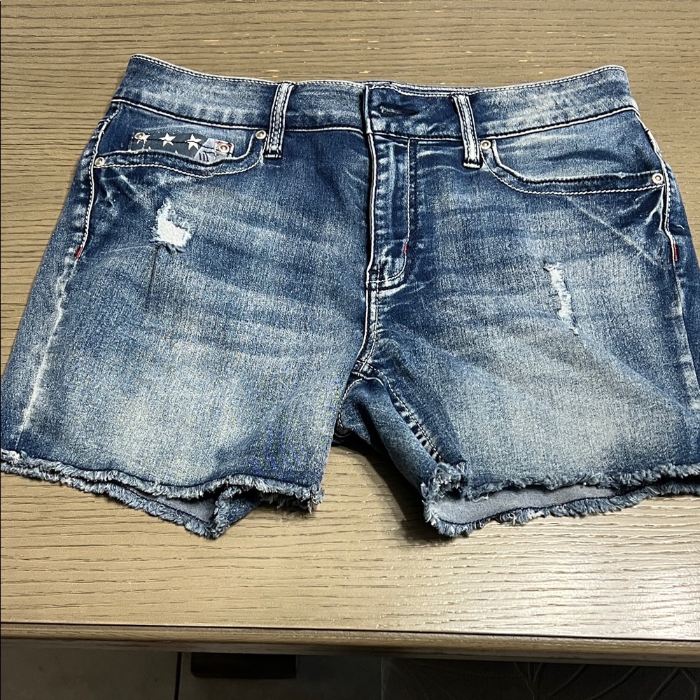 Indigo Distressed Blue Jean Shorts